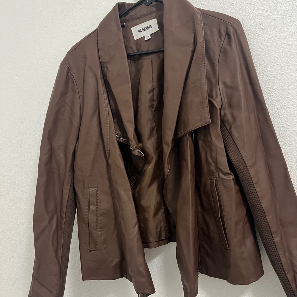BB Dakota Women's Up to Speed Chocolate Vegan Leather Jacket - XL